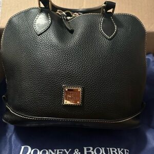 Dooney & Bourke Black Pebbled Leather Dome Satchel